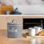 DAYYET Gray Cookie Jar for Kitchen Counter, 1 Gallon Vintage Cookie Jar with Airtight Lid, Large Food Storage Container for Candy, Cookies, Dessert, Farmhouse Kitchen Decor and Accessories