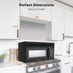 30" Over the Range Microwave Oven, ThermoMate 1.7 Cu. Ft. Capacity Microwave Over the Stove with One Touch, 1000 Cooking Watts, 300 CFM, 10 Power Levels, LED Lighting, Black