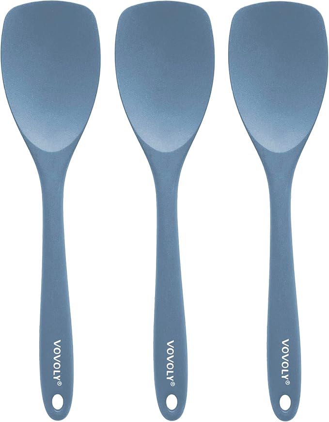 Upgrade Silicone Spatula Spoon Set,VOVOLY Heat Resistant Rubber Spoonula, Seamless Non-Stick Flexible Scrapers for Baking Mixing Tool,3 Pack,Starry Blue