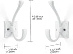 Large Wall Hooks 10 Pack White Coat Hooks Hardware Towel Hooks for Hanging Coats 4.35 Inch Double Robe Hooks Wall Mounted with Screws for Key, Towel, Bags, Cup, Hat