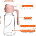 YARRAMATE 16oz/470ml Glass Olive Oil Sprayer for Cooking with Stickers, 2 in 1 Oil Dispenser for Kitchen Gadgets, Food Grade Premium Spray Bottle for Salad, Frying, BBQ (PeachPink)