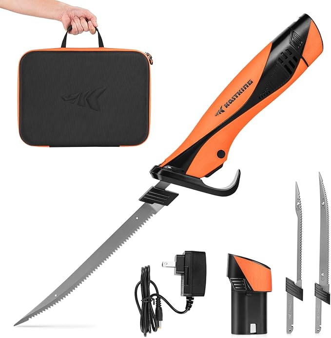 KastKing Cordless Electric Fillet Knife with 7" & 9" Razor-Sharp Blades (Speed Demon Pro) - Rechargeable, High Speed, Extended Battery Life, Ergonomic Non-Slip Grip, Safety Lock, Storage Carry Case for Fishing, Filleting, Outdoors