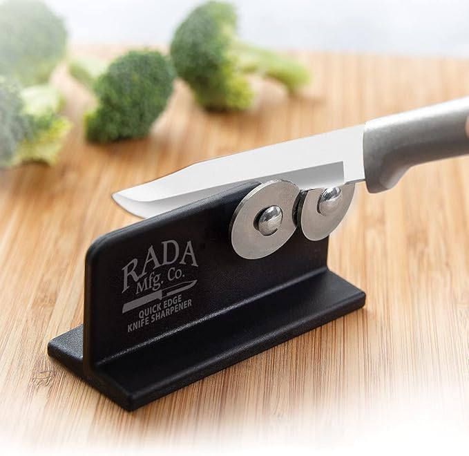 Rada Cutlery Quick Edge Knife Sharpener (R119), 3.5" x 2", Stainless Steel Wheels, Pack of 4