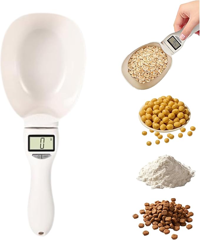 Digital Measuring Spoon Scale, Digital Food Measuring Scoop Scale 800g / 0.1g High Precision with LCD Screen, Electronic Measuring Spoon Cup for Kitchen Baking and Cat Dog Food (1 Pcs)