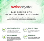 KARACA Fancy Ceramic Cookware Sets Black, Kitchen Pots & Pans Set Non Stick with Lid, Swiss Crystal Surface, Induction Cooking Utensils, 7-Piece, Dishwasher Safe