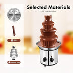 "Classic" Home Chocolate Fountain, 4 Tier Heated Chocolate Gountain Party Dark Dipping Chocolate Electric Fondue Machine for Party, Wedding, Events (4 Tier Sliver Chocolate Fountain)