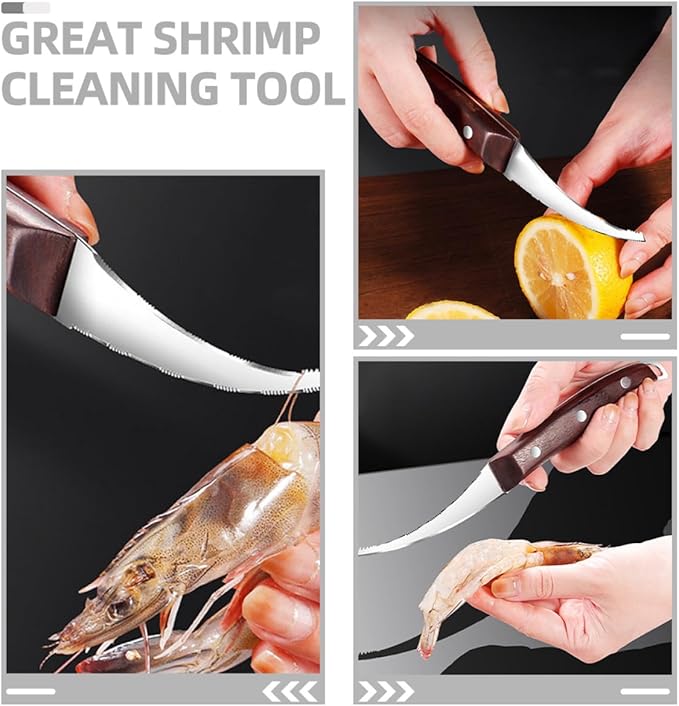 Wakauto Stainless Steel Shrimp Peeler and Deveiner Tool, Household Seafood Cleaning Gadget for Easy Shrimp Shell and Line Removal, Kitchen Specialty Utensil for Cooking and Serving
