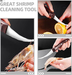 Wakauto Stainless Steel Shrimp Peeler and Deveiner Tool, Household Seafood Cleaning Gadget for Easy Shrimp Shell and Line Removal, Kitchen Specialty Utensil for Cooking and Serving