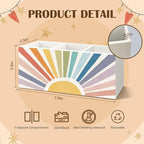 Boho Colorful Sun Sunshine Wooden Utensils Holder, Mid Century Modern Horizontal Sunset Sunrise Wood Cooking Utensil Holder Organizer for Kitchen Countertop Counter Decor Accessories