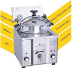 Medium Electric Tabletop Industrial Pressure Fryer – Commercial Chicken Pressure Cooker, Silvery