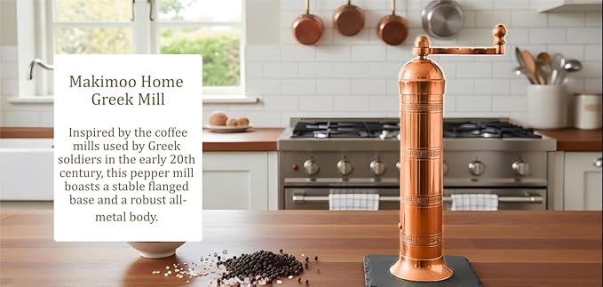 Original Greek Pepper Mill, European Style Salt and Pepper Grinder, 9-Inch (Copper)