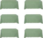 BRILLMAX 6 Pack Sage Green Tablecloths for 6 Foot Rectangle Tables 90 x 132 Inch - 6ft Rectangular Bulk Linen Polyester Fabric Washable Cloth Cover for Wedding Reception Banquet Birthday Party