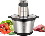MEGAWISE Electric Food Processor, 1000W Meat Grinder & Vegetable Chopper with 6L 304# Stainless Steel Bowl, Dual-Speed Food Chopper for Meat, Vegetables, Fruits, Nuts, and Baby Food