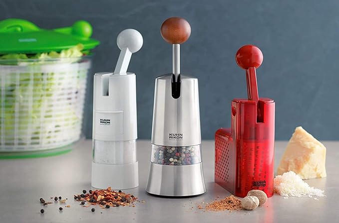 Kuhn Rikon High Performance Ratchet Grinder, White, 8.5 x 2.25 inches, Model 25551 – Ergonomic, One-Handed Operation, Ideal for Salt, Pepper & Spices