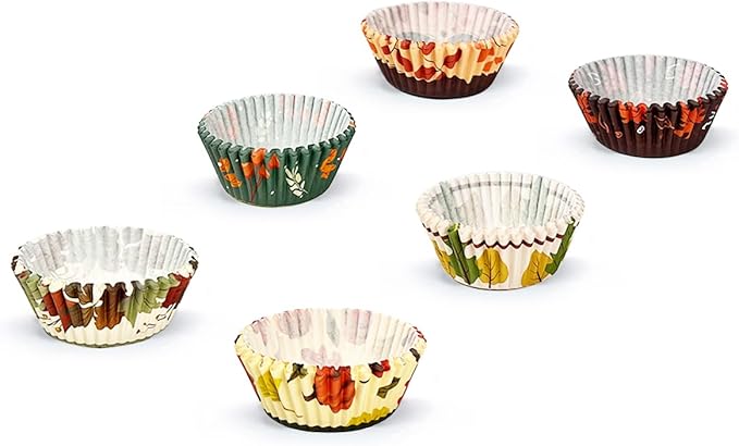 qiqee Cupcake Liners Thanksgiving Papers Baking Cups Wrappers for Thanksgiving Party Festival Holiday Baking Essentials (Standard 300-Count Food Grade Design)