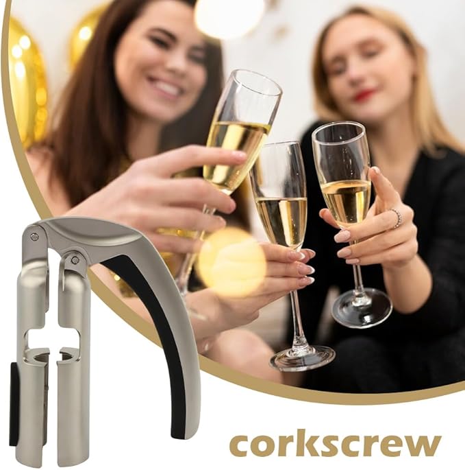 Champagne Bottle Opener, Bar Jar Cork Puller, Zinc Alloy Sparkling Wine Cork Puller with Ergonomic Handle, Durable Bottle Opening Tool for Wine Lovers(SIZE:Opener)