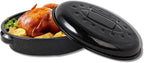 Roasting Pan 11Lb 15.7 inch Oval Enamel Oven Roaster Pan with Lid for Turkey Chicken Cookware PFOA free