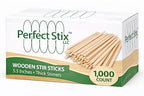 Perfect Stix Premium Wooden Coffee Stirrer Sticks, Thick Birch Wood 1000 Count, 5.5" Inches. Eco-Friendly Wooden Stirrers (5.5Inches / 1000PC)