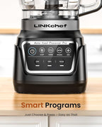 LINKchef Food Processor 68 oz, 700W Electric Vegetable Chopper with 4 Functions for Chopping, Slicing, Shredding, Pureeing and Dough Mixing, Meat Grinder with Stainless Steel Blades for Kitchen