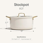CAROTE 8QT Full Clad Tri Ply Stainless Steel Stock Pot with Lid, Kitchen Stockpot Soup Pot, Outer Ceramic Layer, Even Heating, All Stoves Compatible, Oven & Dishwasher Safe, Stay Cool Handle, White