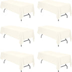 BRILLMAX 6 Pack Ivory Tablecloths for 6 Foot Rectangle Tables 60 x 126 Inch - 8ft Rectangular Bulk Linen Polyester Fabric Washable Cloth Cover for Wedding Reception Banquet Birthday Party