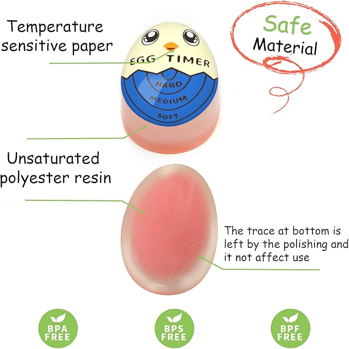 Lasubst Egg Timer for Boiling Eggs that Changes Color When Done, Blue, Pack of 2