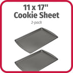 GoodCook Everday Nonstick Carbon Steel 17 x 11-Inch Baking Sheet Set, 2 Pack – Medium Sized Cooking Pans, Bakeware Set, Cookie Sheets for Baking, Oven Pan Set