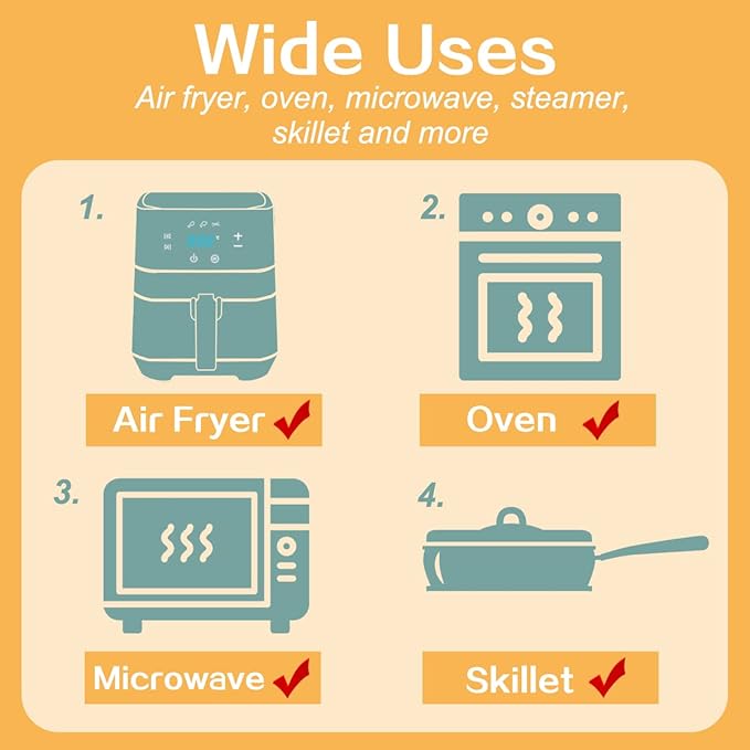 BYKITCHEN Parchment Paper, Square Liners for Baking Roasting Microwave, 50Pcs 8 Inch Filter Paper, Compatible with Corsori, Ninja, Cuisinart Air Fryer and More