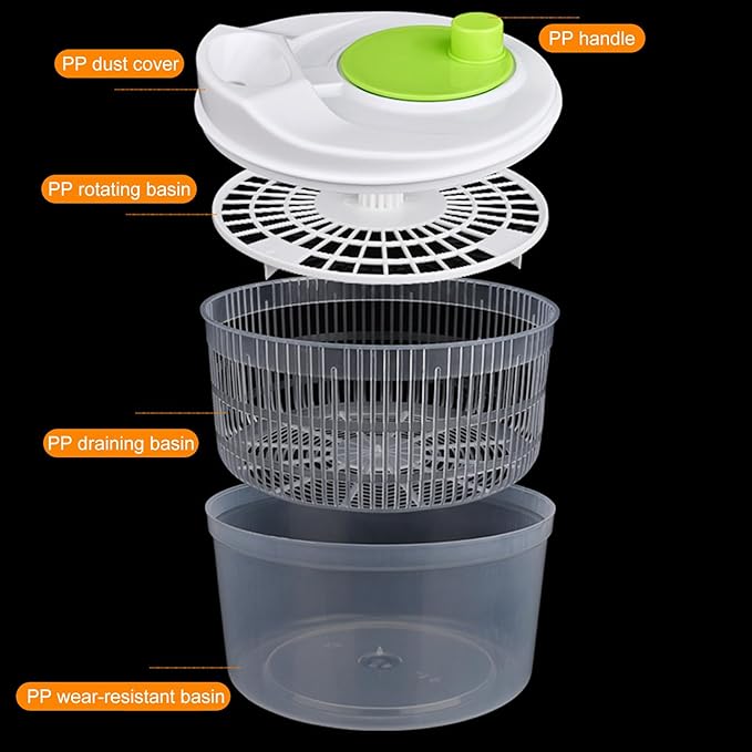 Salad Spinner,Vegetables Fruits Wash Bowl Large Capacity BPA Free Double Layer Detachable Manual Lettuce Spinner,Fruit and Vegetable Washer,Spin and Dry Salad Greens (Blue)