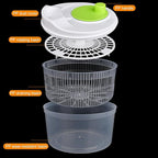 Salad Spinner,Vegetables Fruits Wash Bowl Large Capacity BPA Free Double Layer Detachable Manual Lettuce Spinner,Fruit and Vegetable Washer,Spin and Dry Salad Greens (Blue)