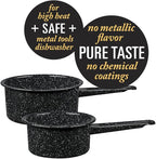 Granite Ware Non-Stick Saucepan Set with Steel Core, 1 & 2 Quart - Durable & Scratch-Resistant Pot for Soups and Sauces - Fast, Even Heating - Non-Toxic Cookware Essentials (Speckled Black)