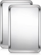 Terlulu Baking Sheet, Cookie Sheet, Stainless Steel Baking Pan, 2 Piece-16''x 12'' x 1'', Sheet Pan for Oven, Jelly Roll Pan, Baking Tray for Baking&Roasting, Nonstick&Nontoxic&Easy Clean