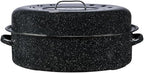 Granite Ware 19-Inch Covered Oval Roaster, 20 Lb Capacity - Enamel Steel Cookware, Dishwasher Safe & PFOA-Free, Even Heat Distribution for Roasting Poultry, Meat, or Vegetables (Speckled Black)
