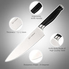 15-Piece Kitchen Knife Set with Block, ABS Ergonomic Handle for Chef Knife Set and Serrated Steak Knives Knife Sharpener and Kitchen Shears, Dishwasher Safe, Natural Block