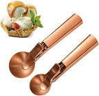 Ice Cream Scoop, 2Pcs Stainless Steel Rose Gold Cookie Scoop with Trigger Melon Baller Scooper Cones, Specialty Tools and Gadgets, Ice Cream Spoon Food Scoop for Frozen Yogurt Sundaes Fruit Cookie