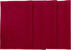 Solino Home Red Placemats Set of 4 - Cotton Linen Hemstitch Placemats 14 x 19 Inch for Winter, Valentines, Holiday, New Year