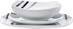 Amazon Basics 18 Piece Kitchen Dinnerware Set, Dishwasher and Microwave Safe, Square Plates, Bowls, Service for 6, Modern Beams