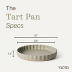 MORA Ceramic Tart Pan, 9.5 Inch Large Porcelain Baking Dish for Tarts, Quiche, Pie, Flan etc. Fluted Ruffled Edge, Oven, Microwave, Freezer, and Dishwasher safe - Great Gift For Bakers - Thyme