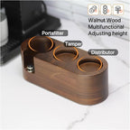 Walnut Wood Coffee Filter Holder, Espresso Tamper Mat Stand, Coffee Maker Support Base Rack, Barista Accessories(Black)