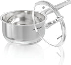 SUNHOUSE – 1.5 Quart Stainless Steel Sauce Pan with Lid - PFOA-FREE, Stainless Steel Sauce Pan, Induction base, Stay-Cool Handle, Compatible with All Cooktops Gas, Geramic, Electric etc.