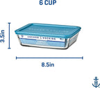 Anchor Hocking SnugFitTM Rectangular Food Storage Containers with Lids (4-Piece, 6-cup, Teal, oven-safe)
