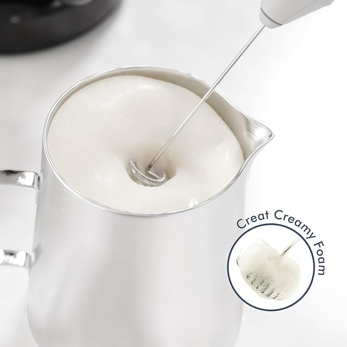 Powerful Milk Frother Handheld Foam Maker, Mini Whisk Drink Mixer for Coffee, Cappuccino, Latte, Matcha, Hot Chocolate, No Stand, Coral