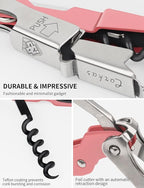 CORKAS Wine Key - 2Pack Handcrafted Professional Waiters Corkscrew, Compact Heavy Duty Wine Opener with Double Hinged, Foil Cutter and Bottle Opener, Birthday Gifts for Severs, Sommelier, Bartenders