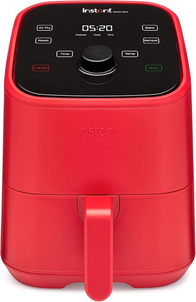 Instant Pot Vortex 2QT Mini Air Fryer, Small Air fryer that Crisps,Reheats,Bakes,Roasts for Quick Easy Meals,Includes over 100 In-App Recipes, is Dishwasher-Safe, from the Makers of Instant Pot, Red