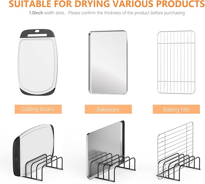 Cutting Board Storage Rack, Compact Cutting Board Organizer, Chopping Board Storage Stand Rack, Bakeware & Cookie Pan Sheets Organizer (2PCS 1.0 Inch)