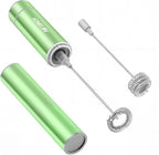 Electric Milk Frother Handheld,Travel Coffee Drink Mixer Batteries Included, 304 Stainless Steel Whisk for latte Cappuccino,Bulletproof Coffee Hot Chocolate,Egg-Grass Green