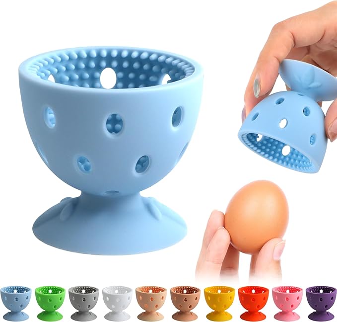 Egg Brush Cleaner, Egg Cleaner Scrubber for Fresh Eggs, Cute Chick Shaped Silicone Egg Washer, Reusable Multipurpose Washing Egg Tool for Fruits and Vegetables(Blue)