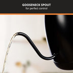 KRUPS Gooseneck Electric Kettle: 1L Stainless Steel, 1350W Fast Boiling, Boils 1 Cup in 80 Seconds, Temperature Control with 8 Presets, 60-Min Keep Warm, Precision Pour for Coffee and Tea