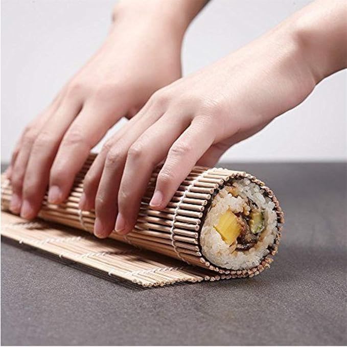 GLOGLOW Sushi Maker Set, Tool & Gadget Sets with Curtain Vane/Wing Spoon and 5 Pairs of Twisted Chopsticks, for Making Sushi At Home Maker Set, Rolling Mat Kits Making Kit (Assorted Color)
