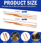 JETKONG 2 Pcs 9-Inch Kitchen Tweezers Cooking Tweezer Tongs Stainless Steel Food Tweezers (Rose Gold)